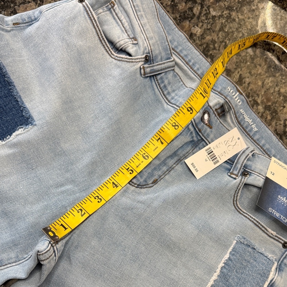 Soho Stretchy patchwork distressed hem Jeans NWT 12 - Picture 11 of 16